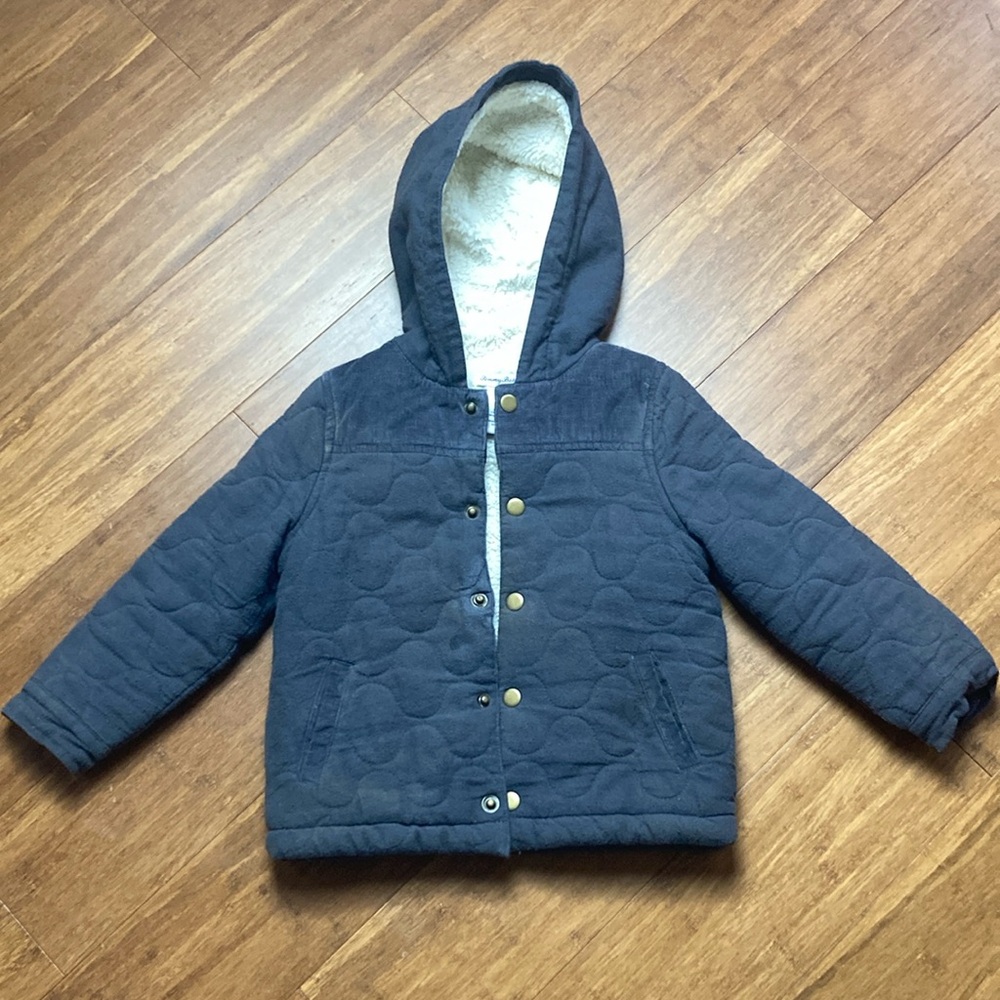 Tommy Bahama Gray Sherpa Lined Hooded Coat 4T